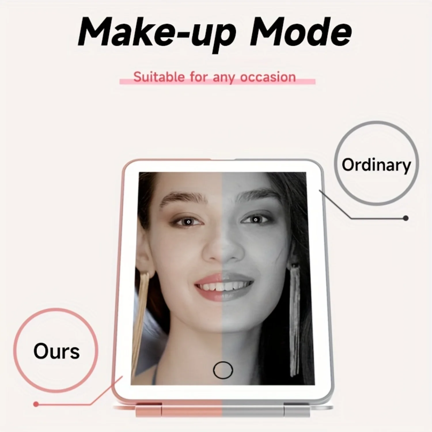 Radiant Glamour Rechargeable LED Vanity Mirror - 80 Bright Lights, 3-Color Settings, Dimmable Touchscreen, Portable & Foldable f