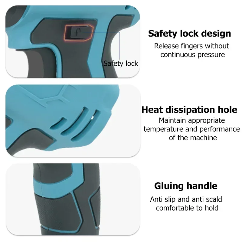 Imagem -04 - Pistola de ar Quente Portátil Aquecimento Rápido Pistola de Calor Bicos Makita Dewalt Milwaukee Bosch Black & Decker Bateria 18v 20v