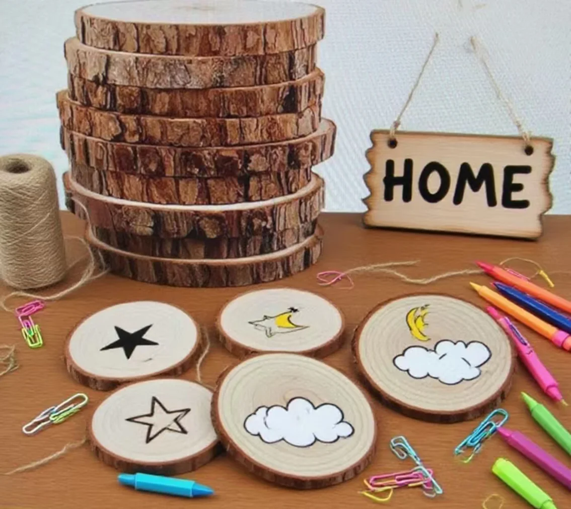 1～30枚入り 天然松材スライス DIYセット 子供のアート - Art And Craft Photos のレビューと価格