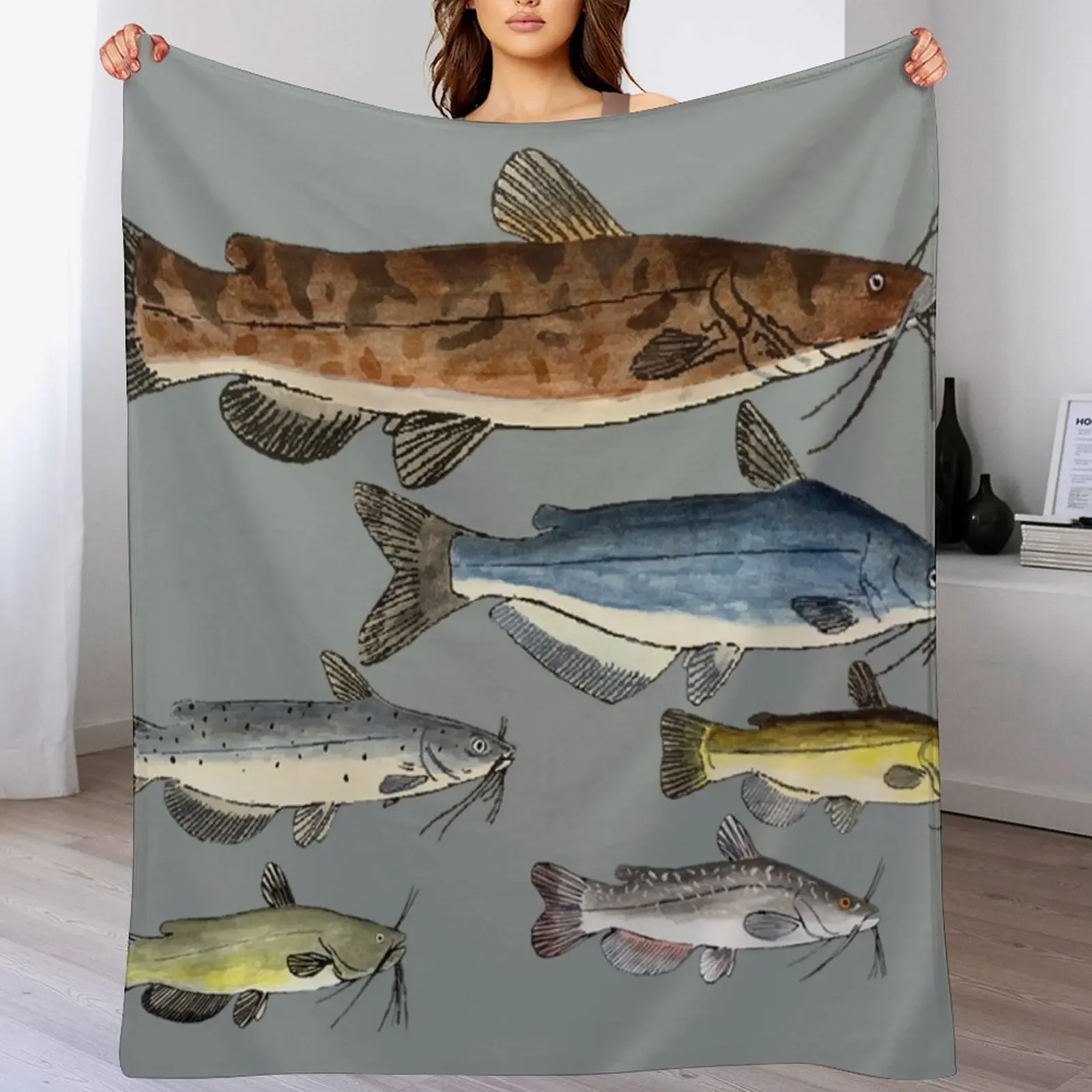 

North American Catfish Family Throw Blanket Blankets For Sofas Summer Beddings For Decorative Sofa bed plaid Blankets