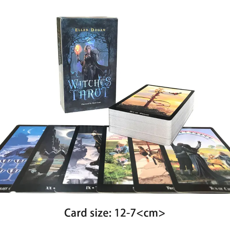 Hot sales 12-7 CM Deck: Witche Tarot Oracle Card Fate Divination Prophecy Card Family Party Game Toy Tarot Brochure Guide