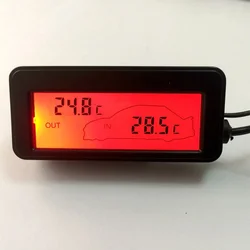 Essential 12V Car LCD Digital Display Thermometer, Inside & Outside Temperature Gauge Meter, Black Shell Design