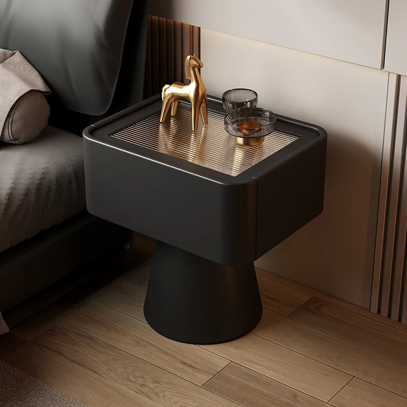 

Luxury Black Nightstands House Wooden Bedroom Minimalist Drawers Nightstands Hotel Bedside Mesitas Para Noche Black Furnitures