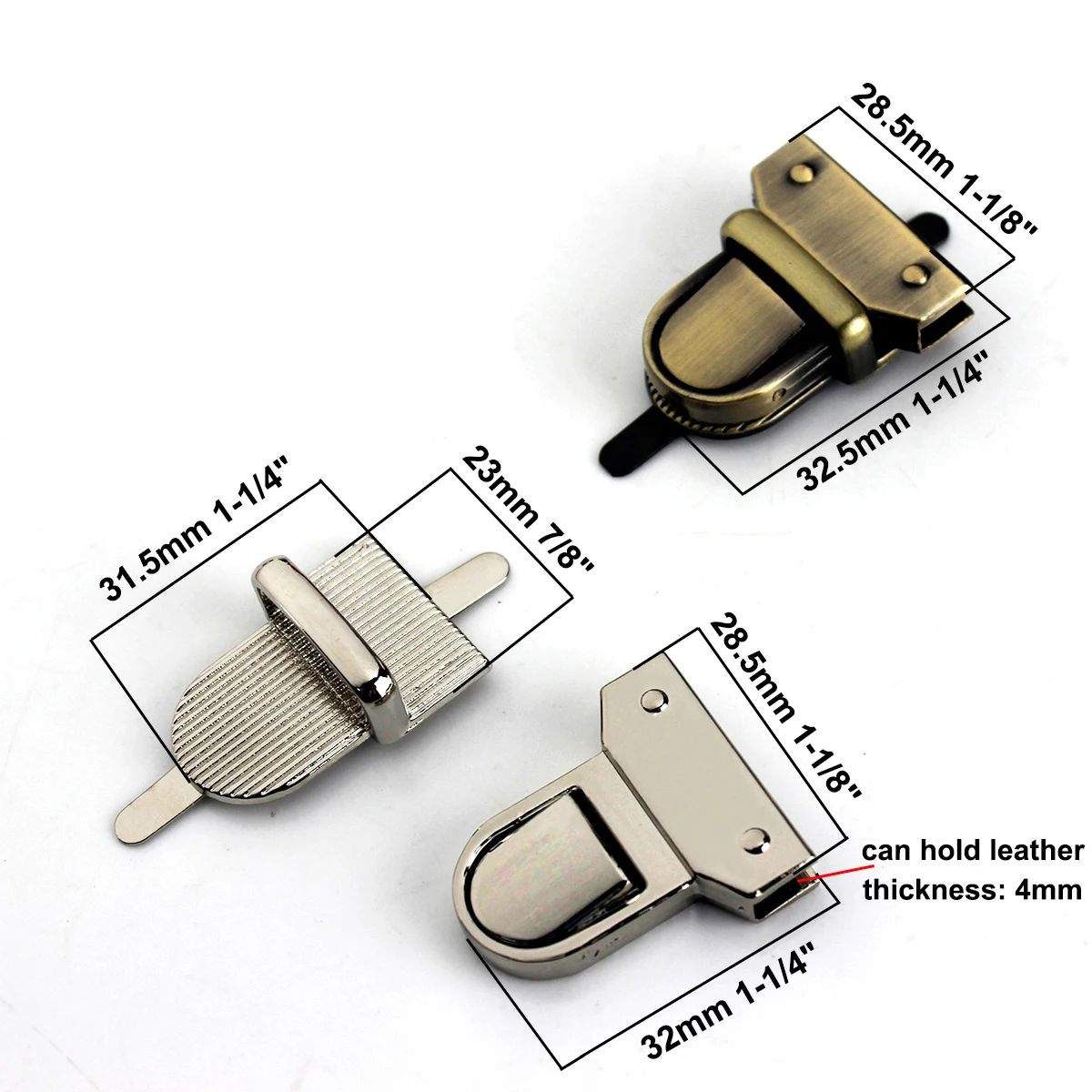 Metal Press Push Lock Tongue Lock Bag Briefcase Spring Lock Clasps Closure Buckle Leather Craft Bag Parts Hardware Accessories