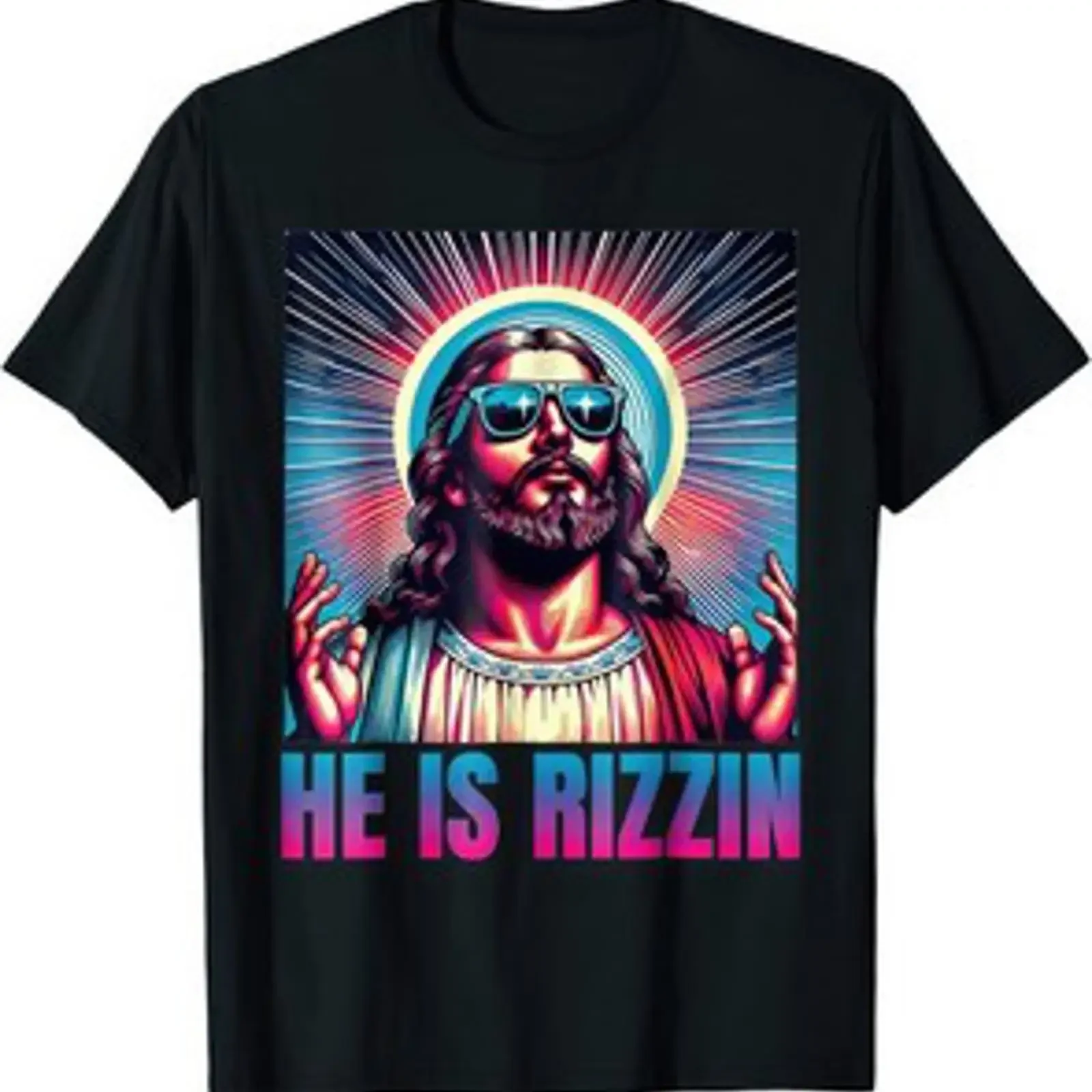 T Shirt He Is Rizzin Jesus Ostern lustig christlich Meme Grafik vintage Washed graphic homme Top For Everyday Wear streetwear