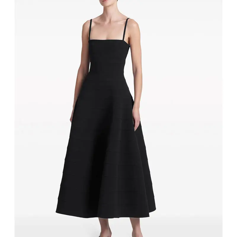 

2025 New Women Solid Sling Dress Elegant Sexy Big Swing Dresses