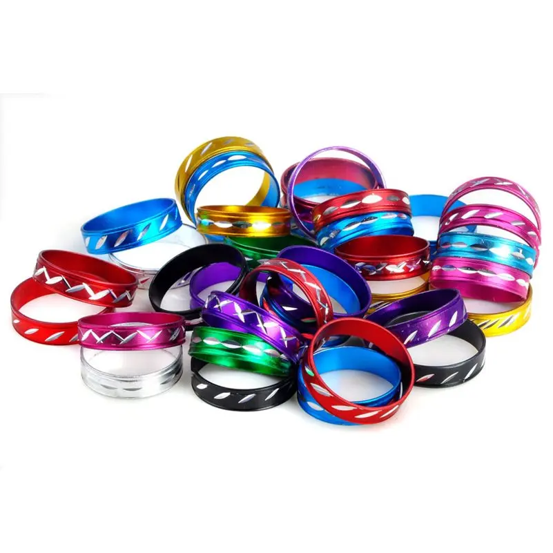 100pcs/lot Multicolor Aluminum Rings For Women Girls 5mm Wide Middle Carved Round Finger Rings Jewelry Christmas Gifts Wholesale