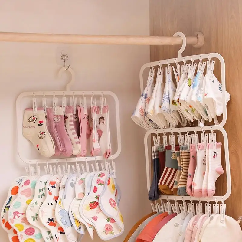 Sock Drying Hanger Multi-functional Detachable Dryer Rack Space Saving For Drying Underwear Towel Socks Baby Clothes Multi-clip
