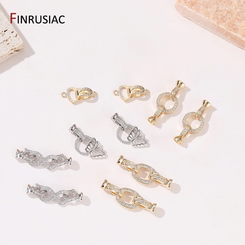 14K Gold Plated Brass Metal Decorative Connector Fastener Pearls Clasps Supplies Handmade DIY Jewelry Making Accessories