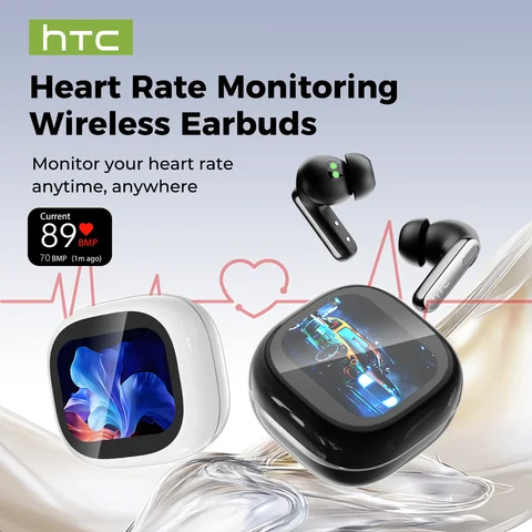 HTC NE46 Heart Rate Monitoring Wireless Headphones AI Translator  Bluetooth Earbuds 10hrs Long Battery Life Bluetooth Earphones