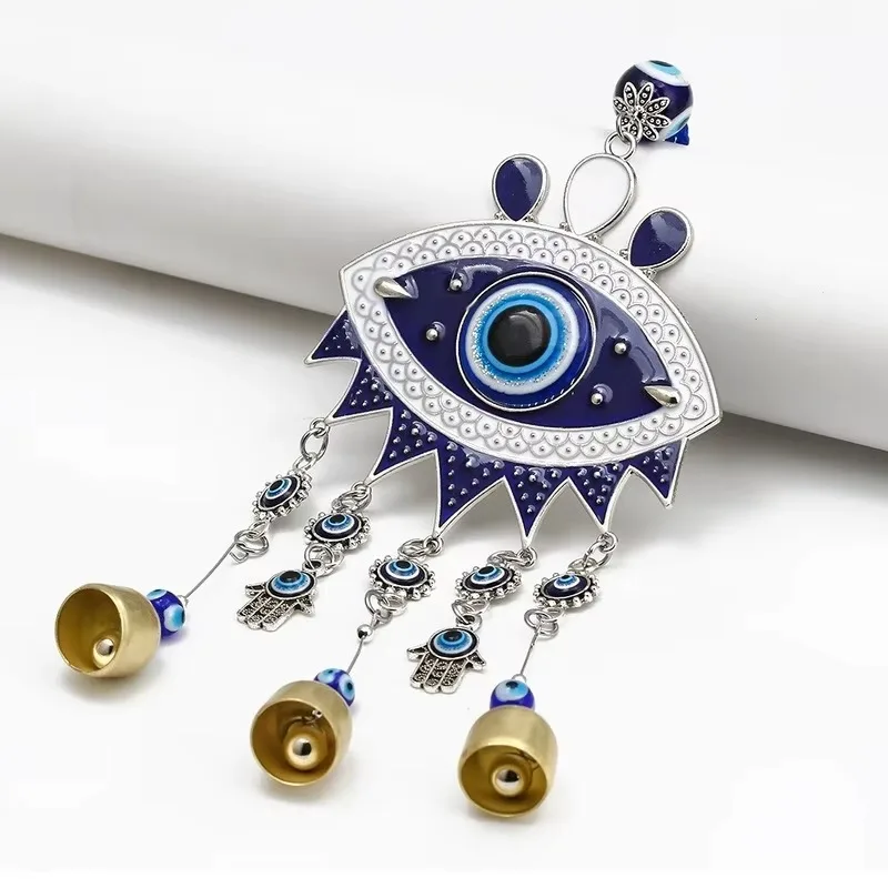 Evil Eye Lucky Charm Protection Tassel Crystals Feng Shui Car Room Decor Turkish Blue Eye Retro Glass Pendant Home Decor Gift