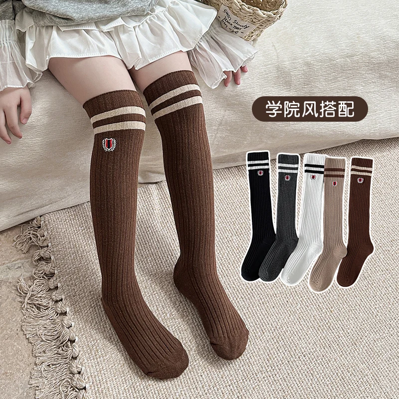 Embroidered Over The Knee Stockings For Preppy Style Girls Suitable For Spring Autumn Comfort Moderate Stretch Fabric Stockings