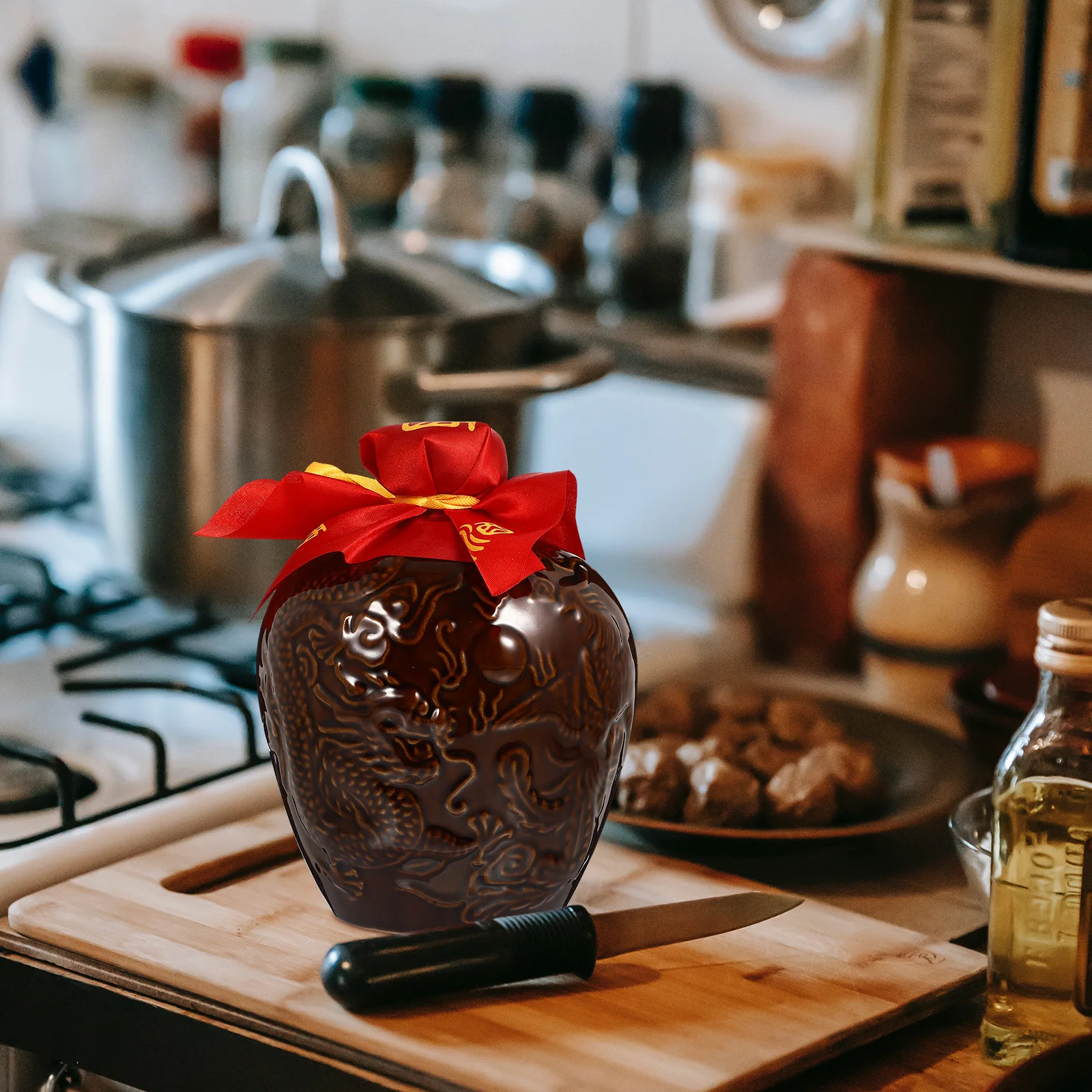 

1Set Ceramic Wine Storage Jar Vintage Airtight Sealed Bottle Practical Container for Whiskey Brandy Vodka Rum