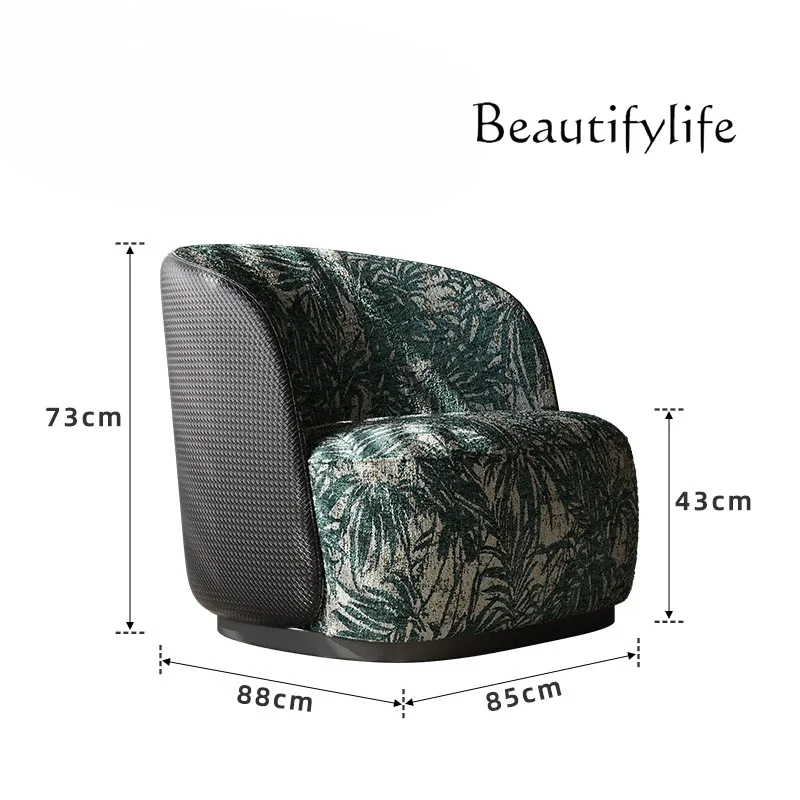 

Italian high-end printed cloth sofa chair designer single living room leisure chair balcony lazy recliner