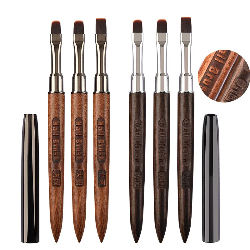 1 قطعة فرشاة أظافر أكريليك القلم لمسحوق مانيكير مقبض خشبي مستدير جل منشئ فرش #6