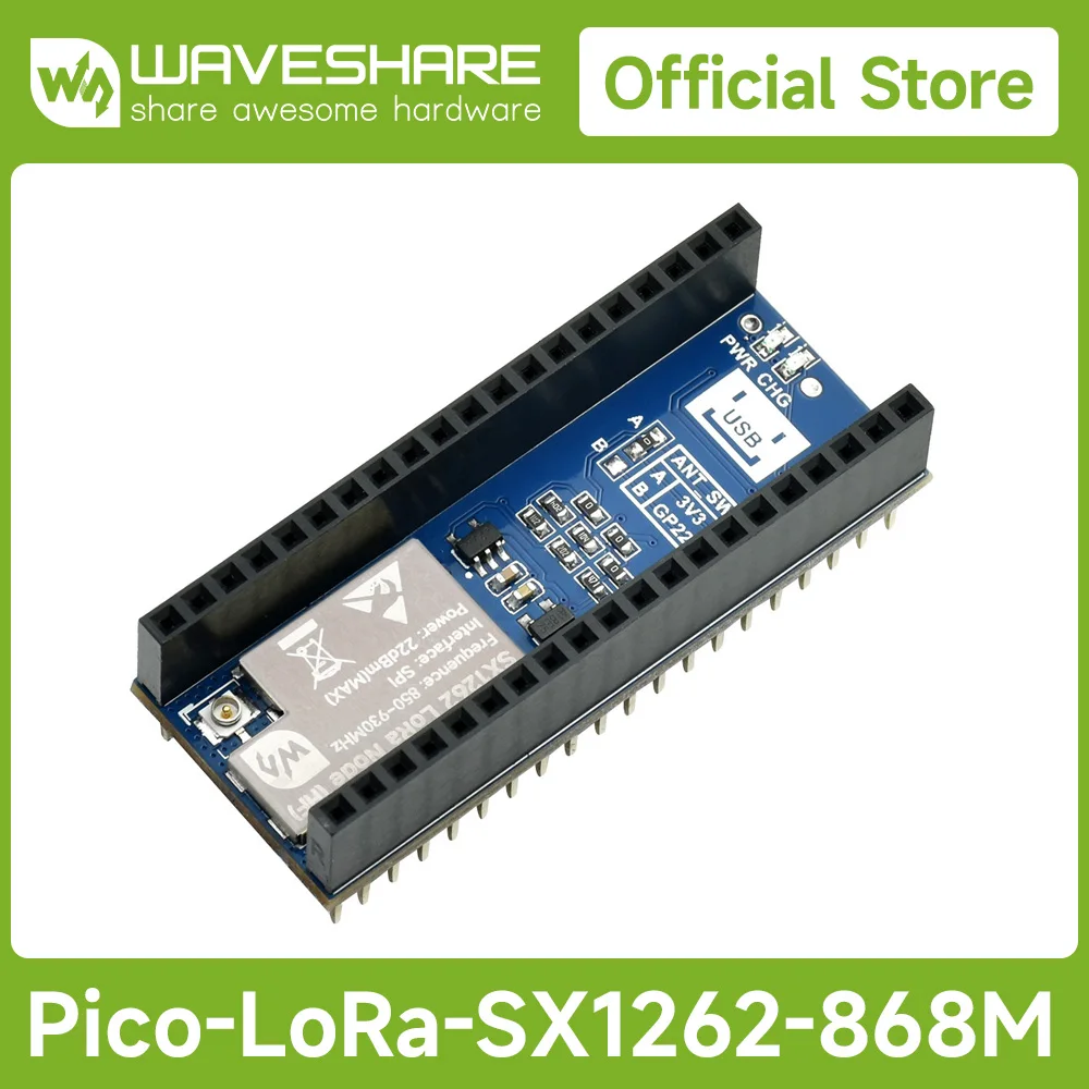 Waveshare SX1262 LoRa Node Module for Raspberry Pi Pico, LoRaWAN, Choice Of Frequency Band