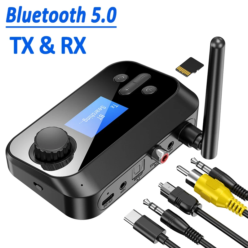 Bluetooth 5.0 Transmitter Receiver Stereo AUX 3.5mm Jack RCA Optical Coaxial Handsfree Wireless Audio Adapter TV PC Car Speaker