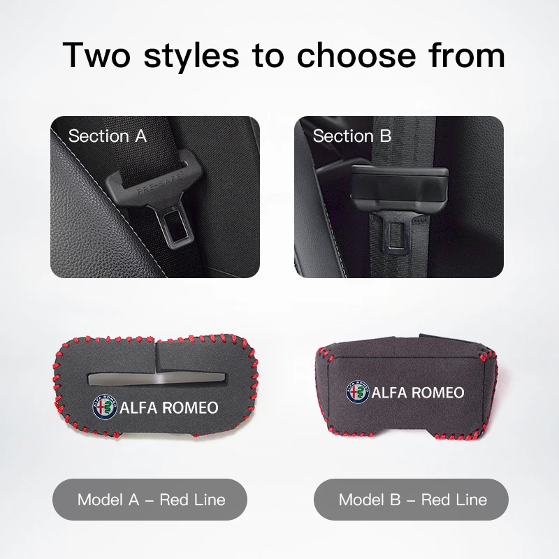 Car Seat Belt Buckle Suede Wear Resistant Protector Cover For Alfa Romeo 4C 159 166 Spider Giulia Giulietta 156 Tonale 147 8C GT view 6