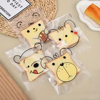 100PCS Cartoon Bear Four in One OPP Self-adhesive Bag, Donut Baking Self-adhesive Bag, Cartoon Cute Food Packaging