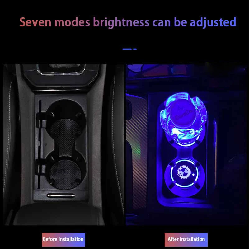 LED Luminous Car Water Cup Holder Coaster Lamps For BMW M E46 E90 E60 F30 E39 F10 F20 E87 E36 F20 E92 1 2 3 5 Series X1 X3 X5 X7