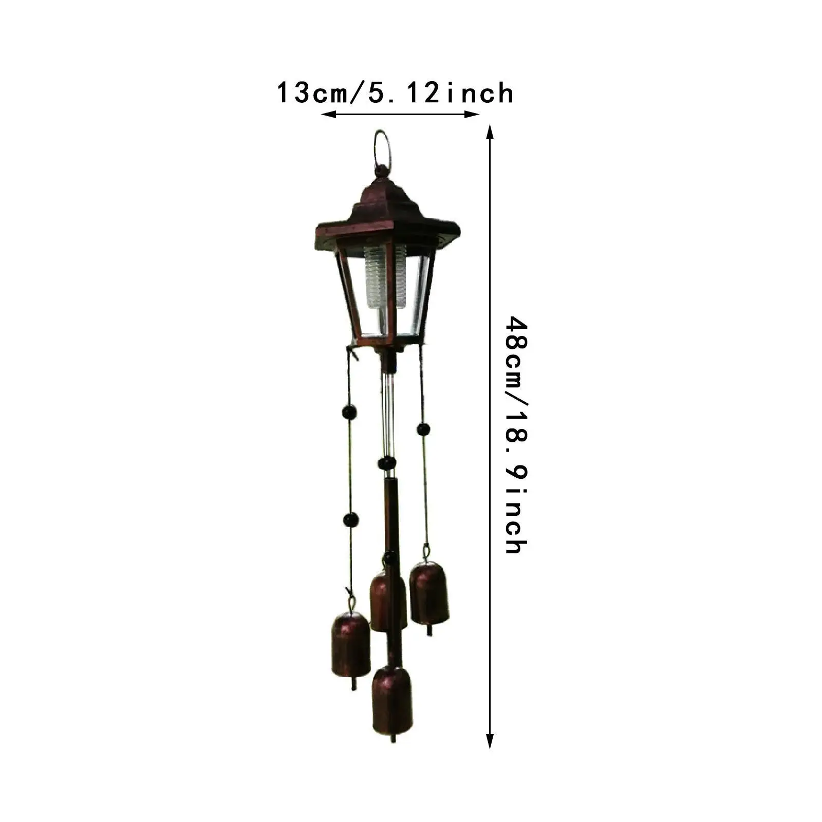 Outdoor Solar Wind Chime Iron Hanging Garden Ornament Waterproof Patio Yard Decoration Night Lighting