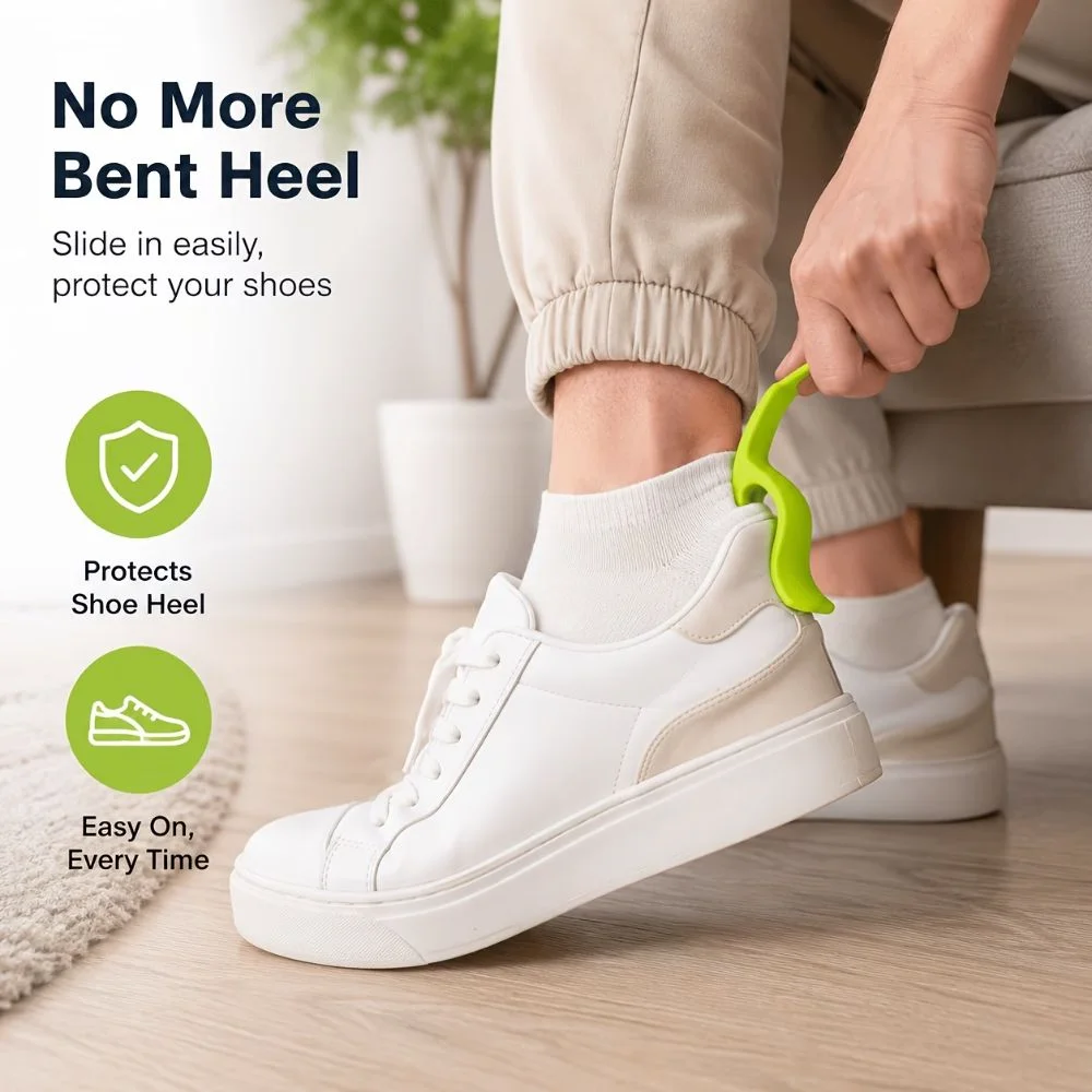 Quick Wear 3D Printed Shoe Helper Portable Plastic Shoe Puller Hand Grip Curved Shape Heel Guard for Home Use