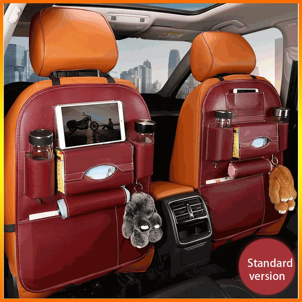 Uniwersalna torba do przechowywania na oparcie fotela samochodowego, wielofunkcyjne pudełko do przechowywania ze skóry PU, kieszeń do przechowywania i porządkowania, stylizacja samochodu