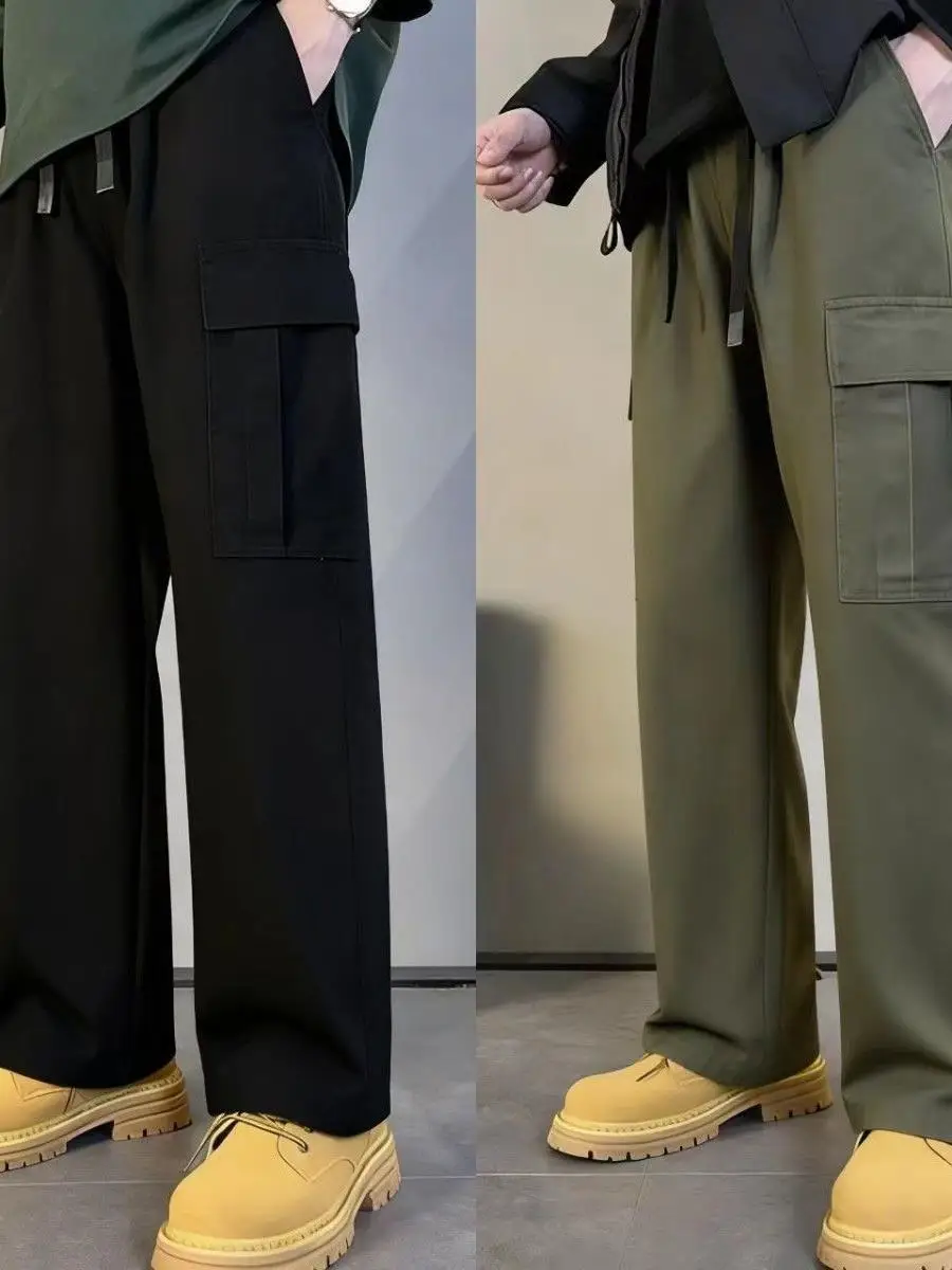 

Casual American Sle Straight Leg Workwear Pants Loose Fit Men's Loose Fit Casual Trousers with kets Spring Autumn Faion