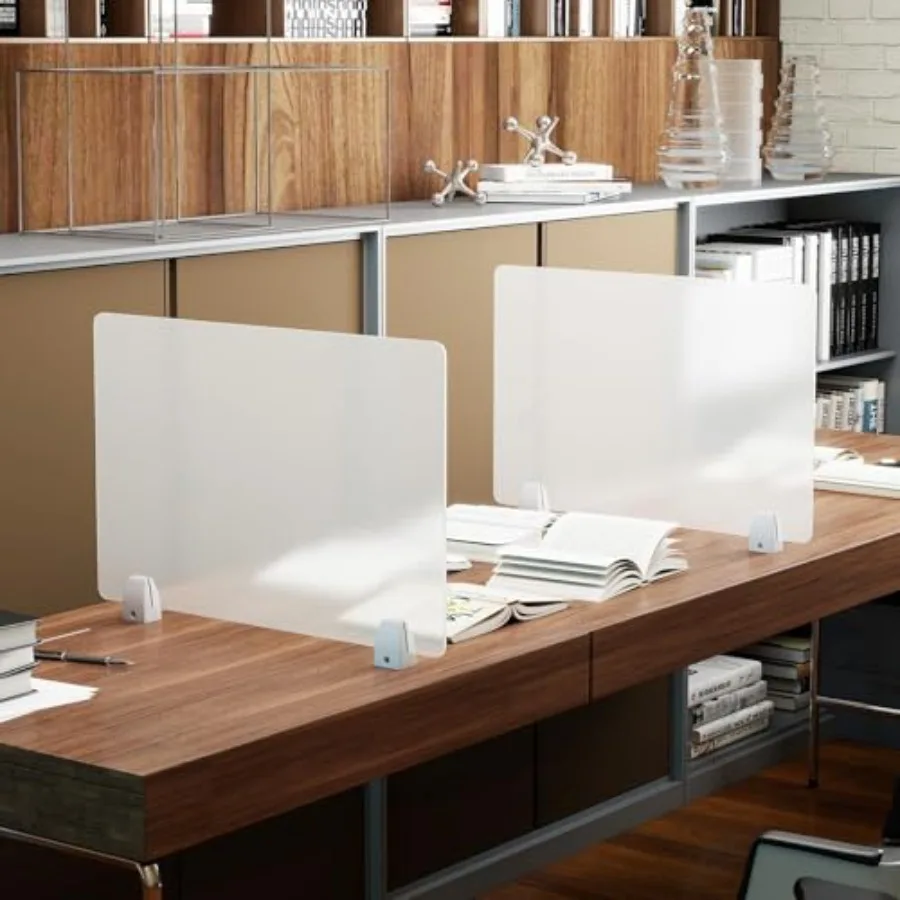 Office desk dividers for privacy partitions, PVC material, black color, clamp-mounted for easy installation in offices, schools