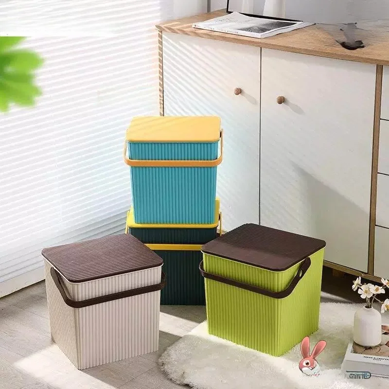 Thickened Portable Bathing Bucket Toy Storage Toilet Bathroom Stool with Lid Fishing Toy Bucket for Kindergarten Children