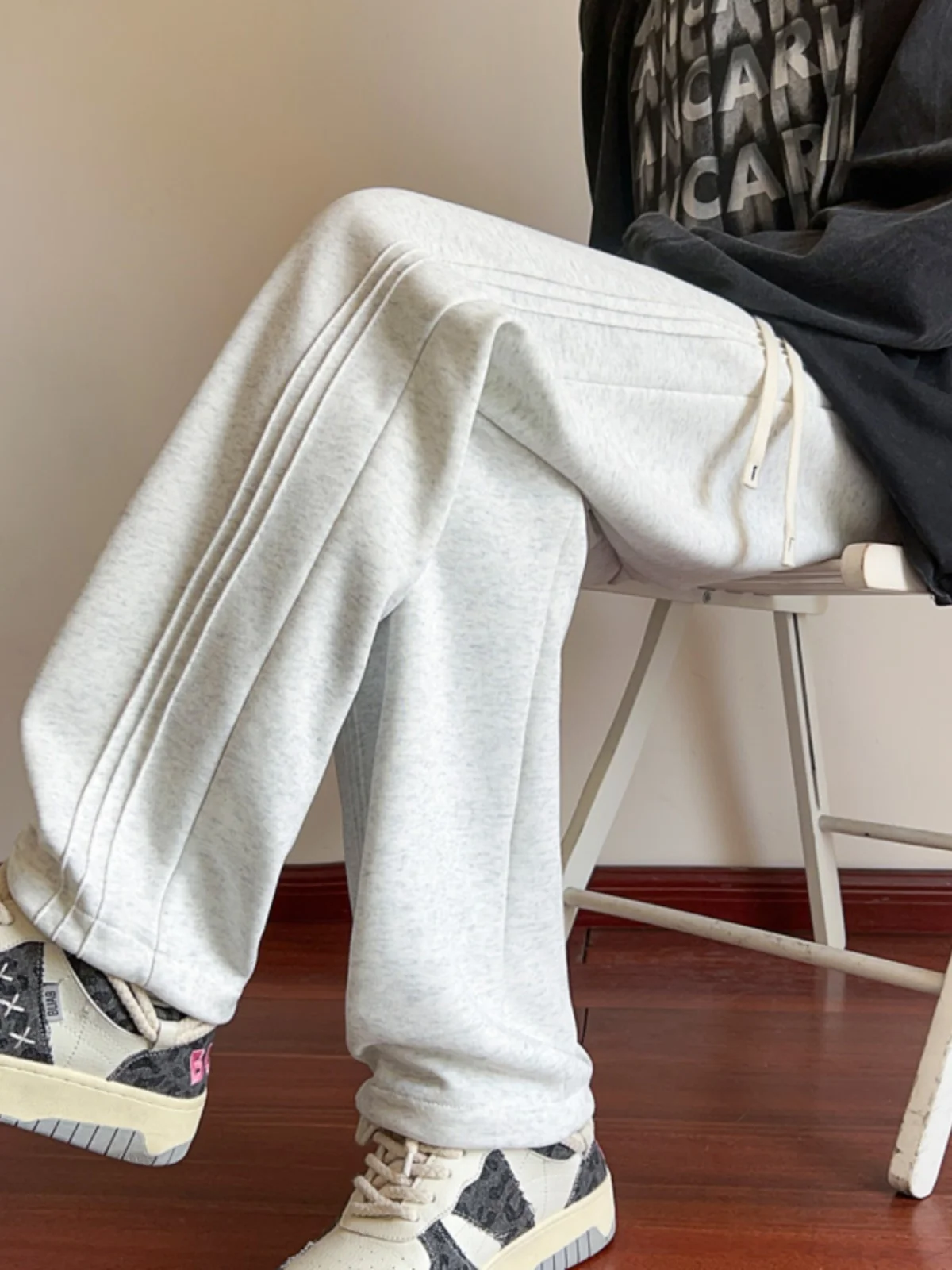 

Loose Spor Men's Casual Pants Autumn Trendy Wide Leg Loose Fit Teenage Boy's Comfortable Elastic Waist Straight Tube Trousers