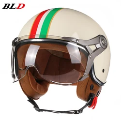 Retro Men Women 3/4 Open Face Motorcycle Helmet Chopper Vintage Casque Capacete De Moto Scooter Motorbike casco DOT Approved