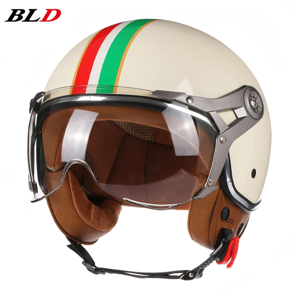 Retro Men Women 3/4 Open Face Motorcycle Helmet Chopper Vintage Casque Capacete De Moto Scooter Motorbike Casco DOT Approved