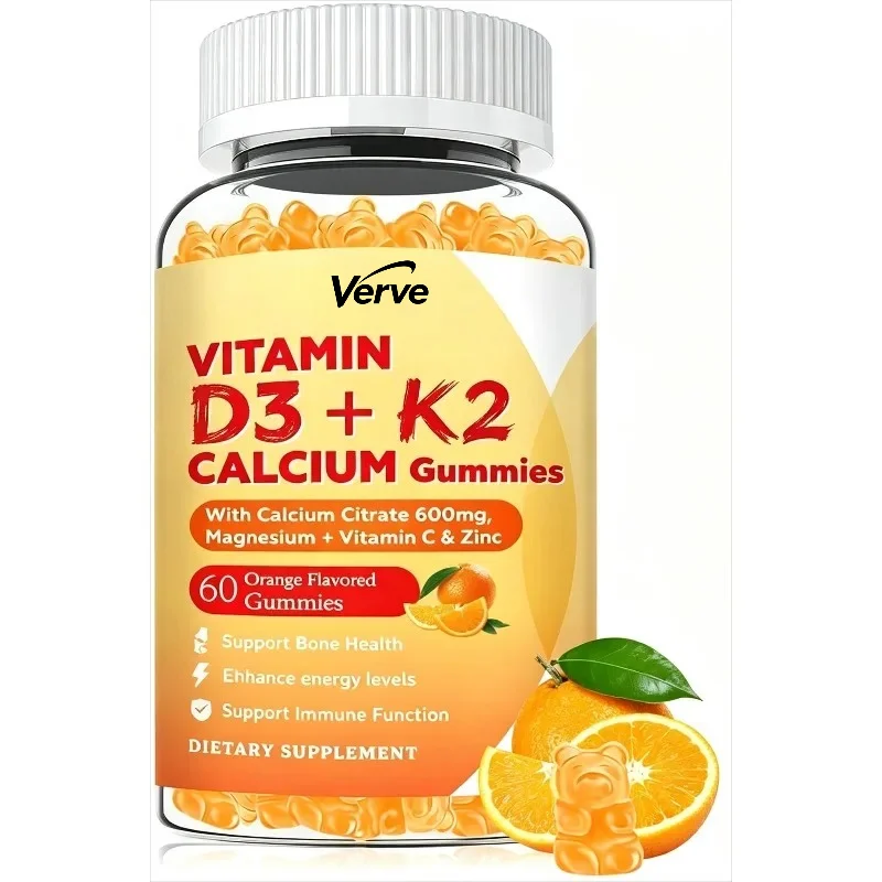 Vitamin D3 K2 Supplements Gummies Contain Magnesium, Zinc, and Calcium, Which Help with Bone, Immune, and Energy Support