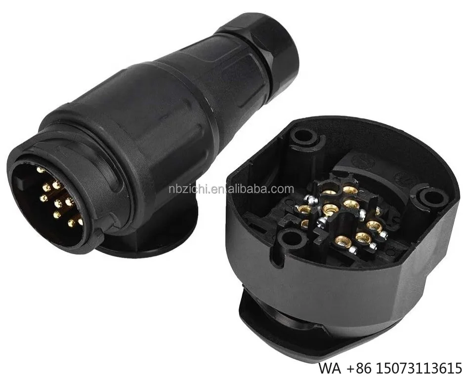 

13-контактная вилка прицепа и 13-контактная розетка для прицепа с синим держателем разъема прицепа, водонепроницаемость 12 В для автомобиля, автофургона