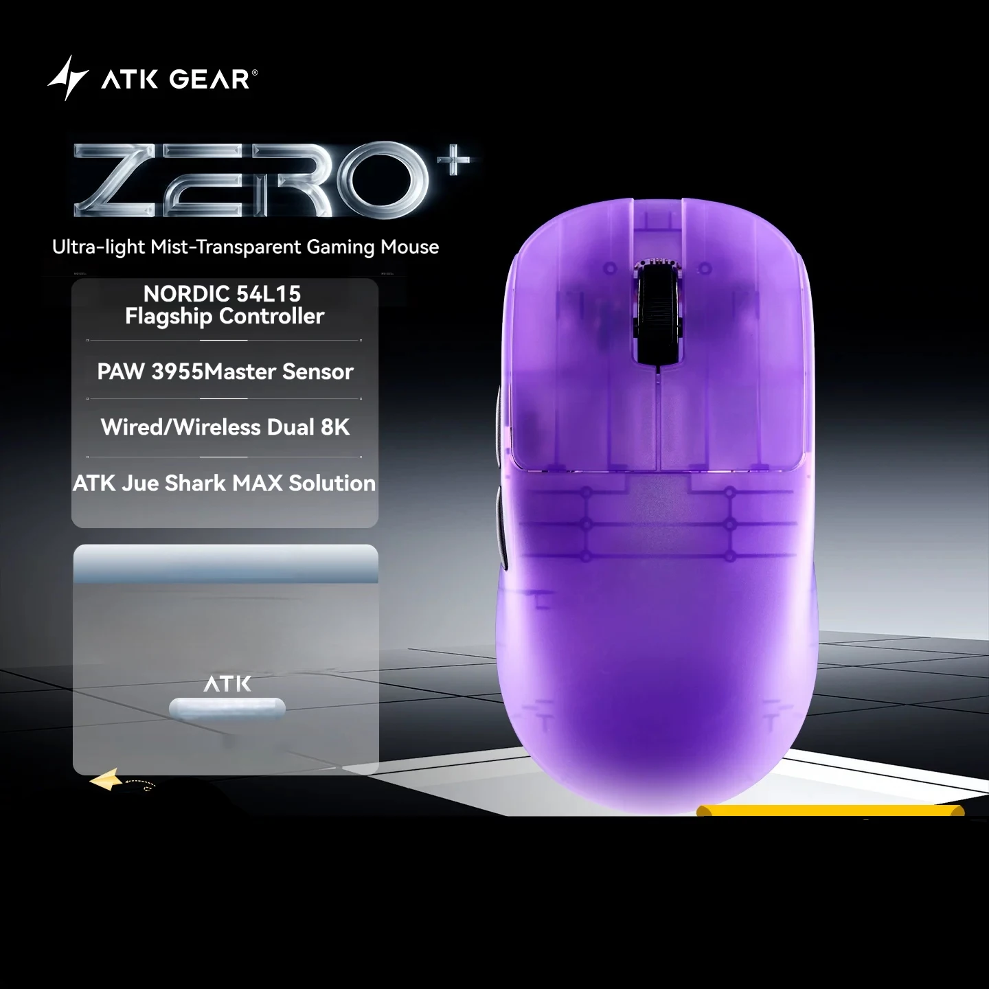 NEW ATK ZERO Plus Mouse Wireless And Wired Dual 8K PAW3955 Master Transducer Lightweight Gaming Ergonomic Mouse For Gamers