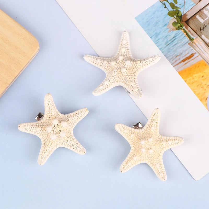 Natural Starfish Hair Clips Cute Sea Star Hair Clips Women Girls Beach Starfish Hairpin Summer Headwear Jewellery