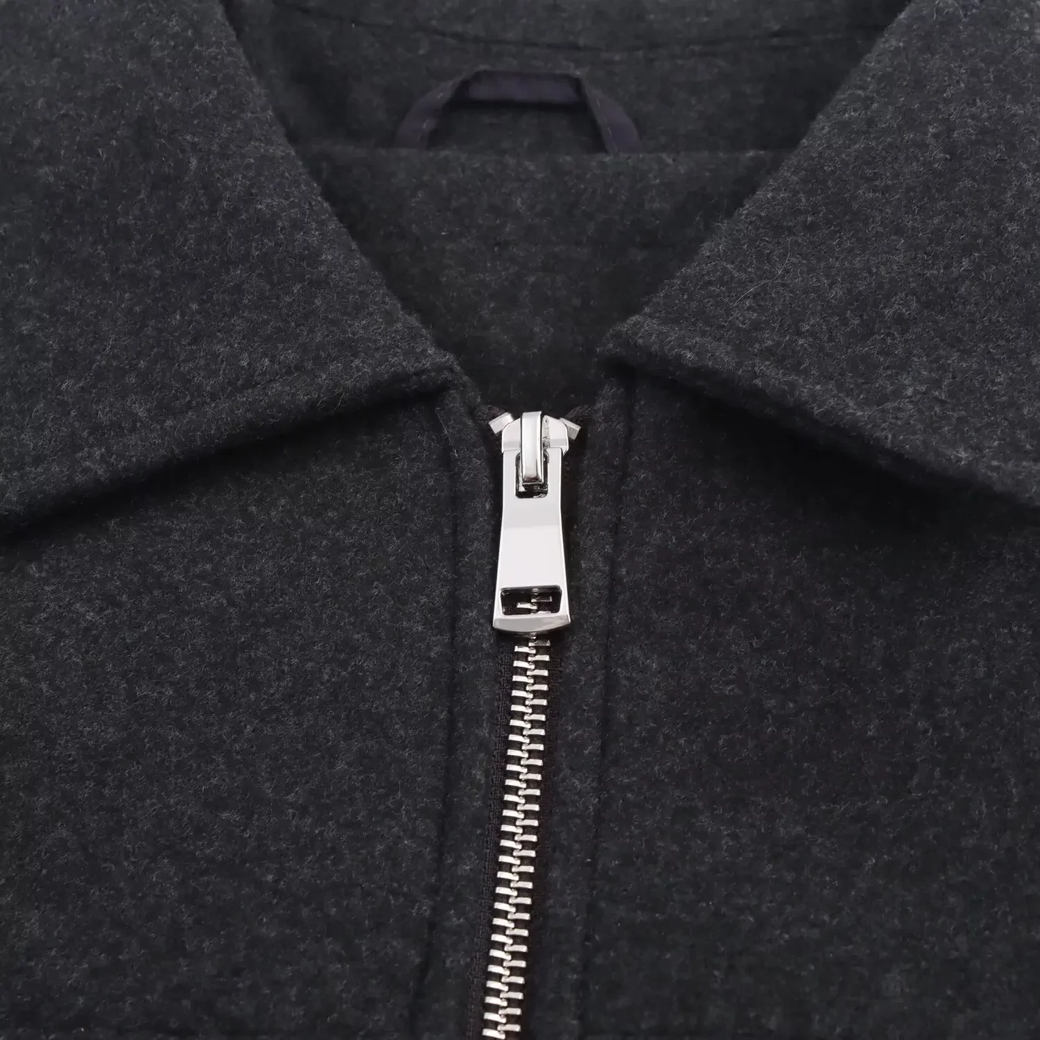 Women Gray Woolen Coat Long Sleeve Female Zipper Crop Jacket