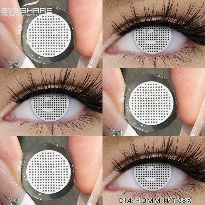 EYESHARE 1 Paar Halloween-Cosplay-Kontaktlinsen, rote Anime-Linsen, weiße Kontaktlinsen, schwarze Linsen, verrückte Augenlinsen, für die jährliche Anwendung – Detail 30
