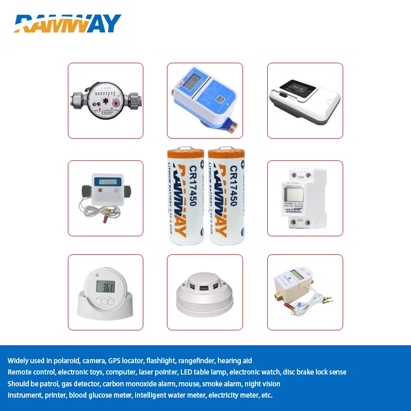 CR17450 3V 2000mAh primary lithium battery for smart water meter, fire and smoke alarm, PLC industrial control equipment