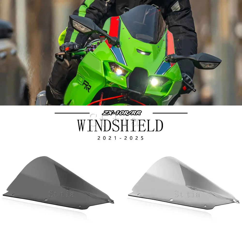 

For Kawasaki ZX10R ZX-10R 2021 2022 2023-2025 ZX 10R 10RR 2026 Windshield Double Bubble Windscreen Screen Wind Deflectors Screen