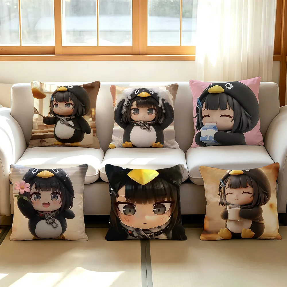 Cute G-Gugugaga Penguin cushion cover Comfortable Decorative For Bedroom Living room Dormitory Picnic and Holiday Decoration