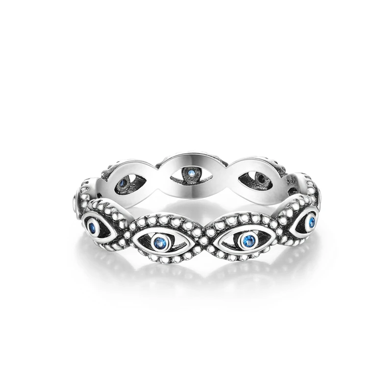 Women's 925 Silver Blue Devil's Eye Ring