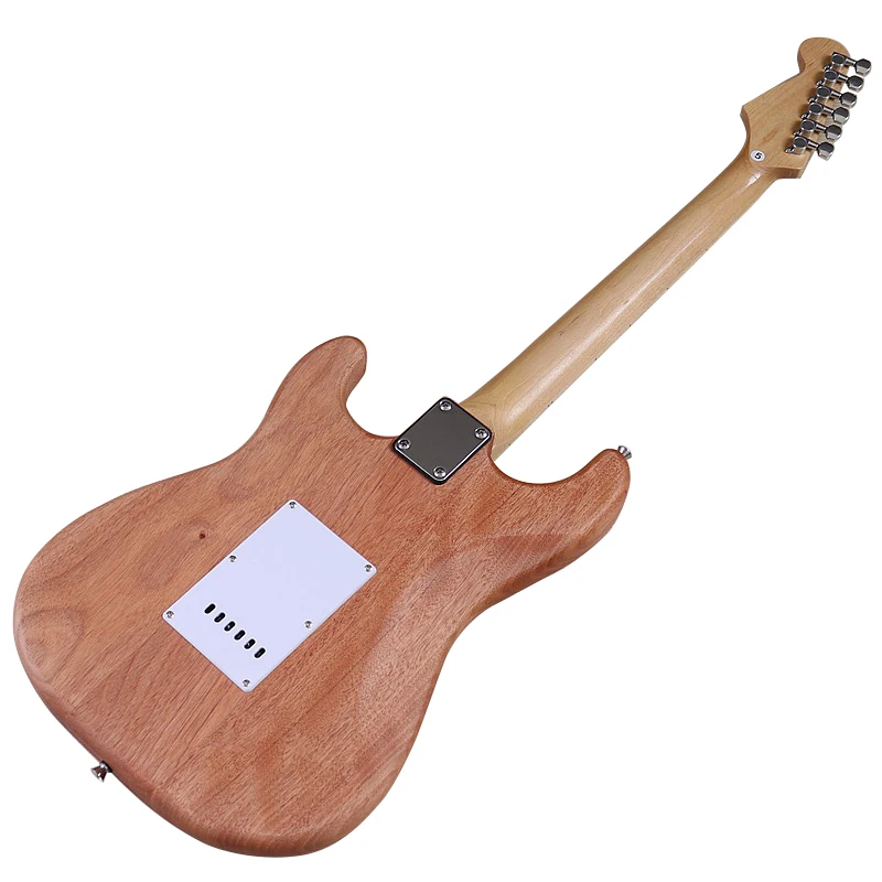 Electric Guitar with Solid Bassood Body, 6 String, 24 Frets, Red, Black, Natural Color, 648mm Scale Length, Good Handcraft