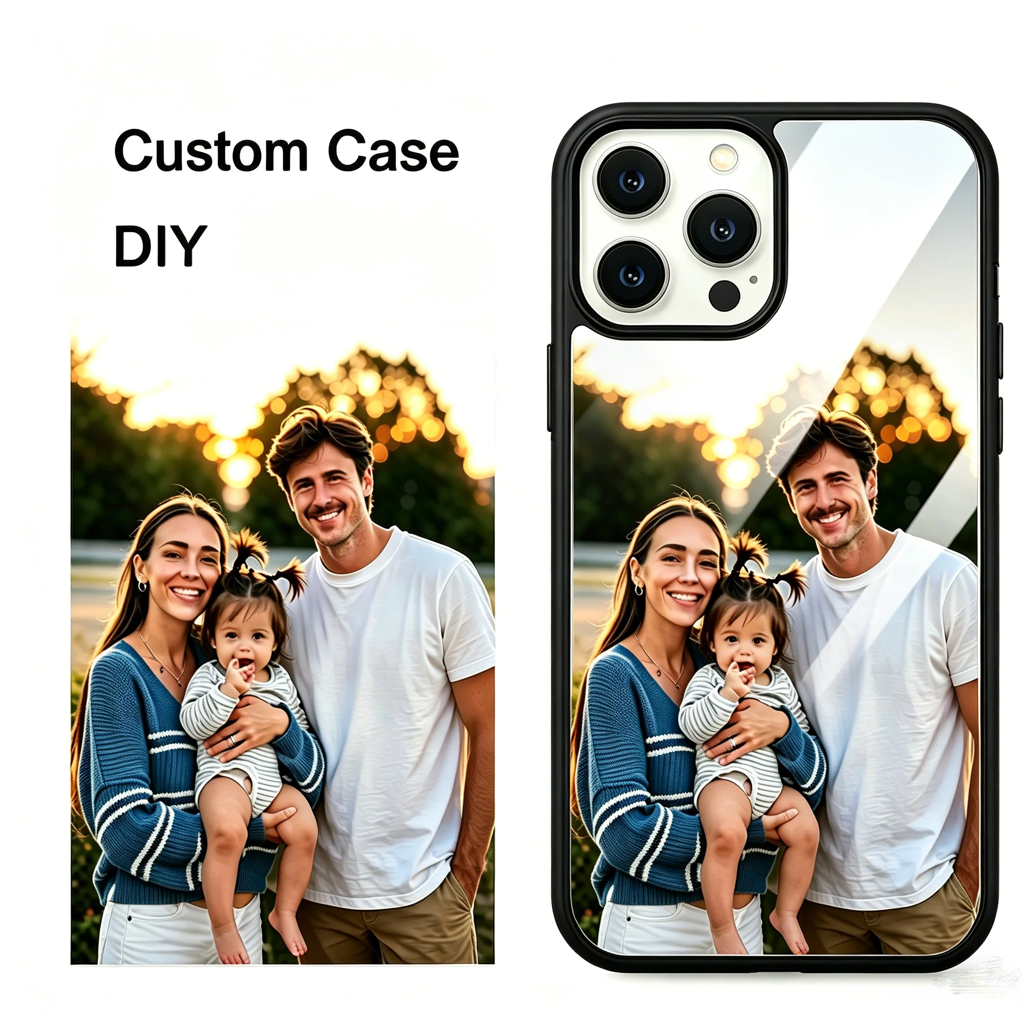 Custom Photo Mirror Glass Case For iPhone 17 16 15 14 13 12 Pro Max Mini 17Air 6 7 8 Plus XR SE X XS Cover Unique Bumper