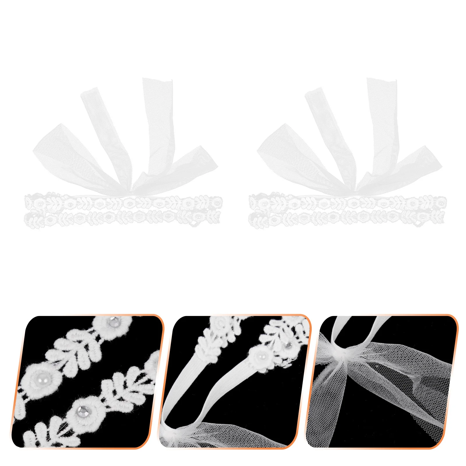 

2 шт. повязки на голову, двухрядные повязки для волос с цветочным жемчугом, мягкие эластичные повязки для фотосессии, декор для волос для душа, жемчужные ленты для волос