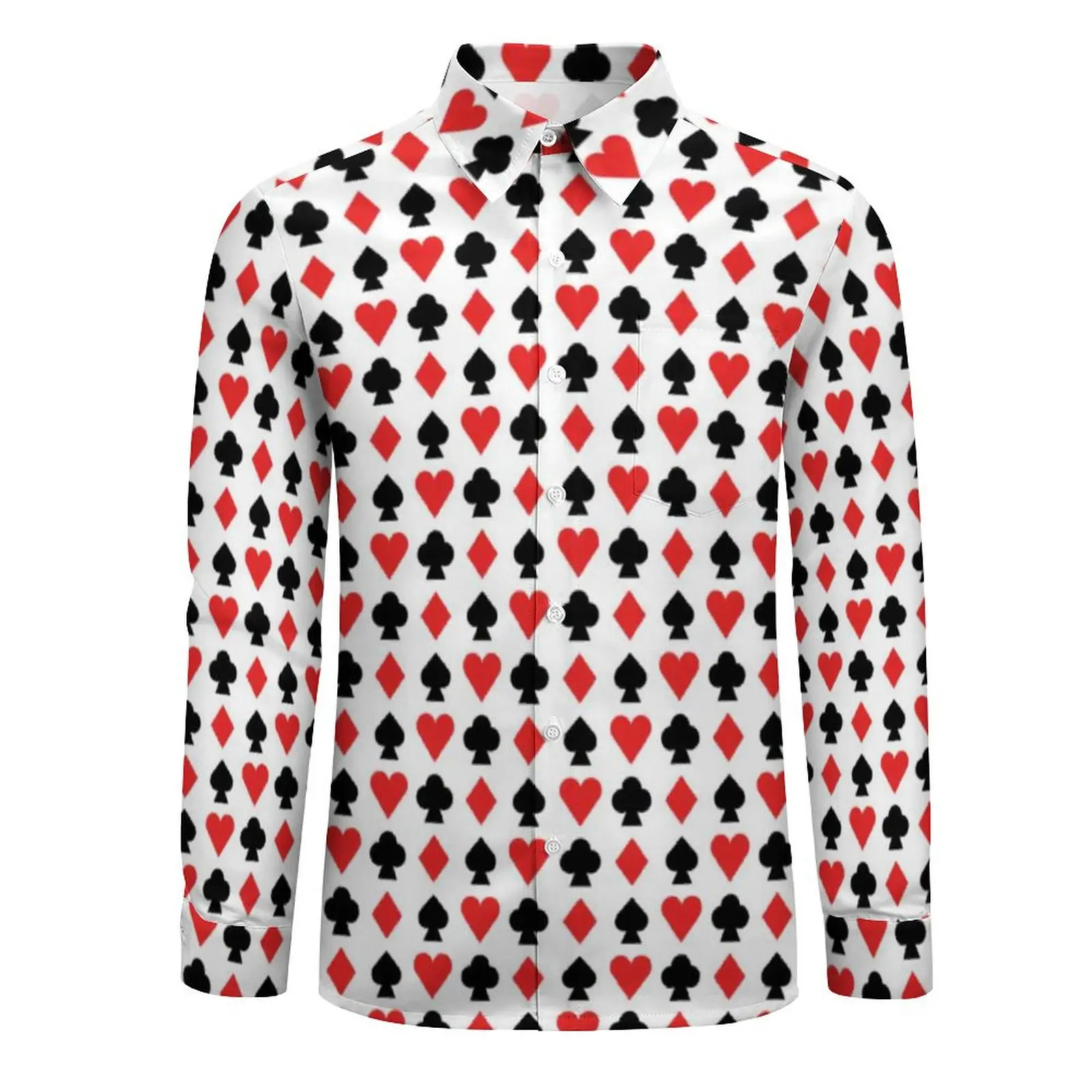 Playing Poker Casual Shirts Card Suits Design Vintage Shirt Autumn Breathable Oversize Blouses Men Long Sleeve Graphic Top Gift