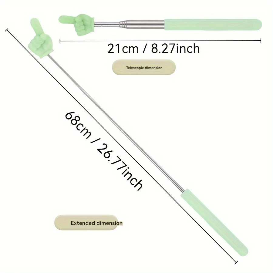 2Pcs Adjustable Telescopic Teaching Pointer Sticks - Durable Stainless Steel Body Extendable Arm, Ergonomic Handle Classroom Use