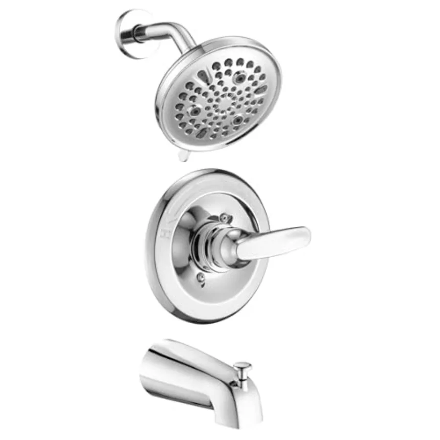 

9-Setting Rain Shower Faucet Trim Kit Compatible with 13/14 Series, High Pressure 5.5" Round Rain Shower Headand Tub Handle Set