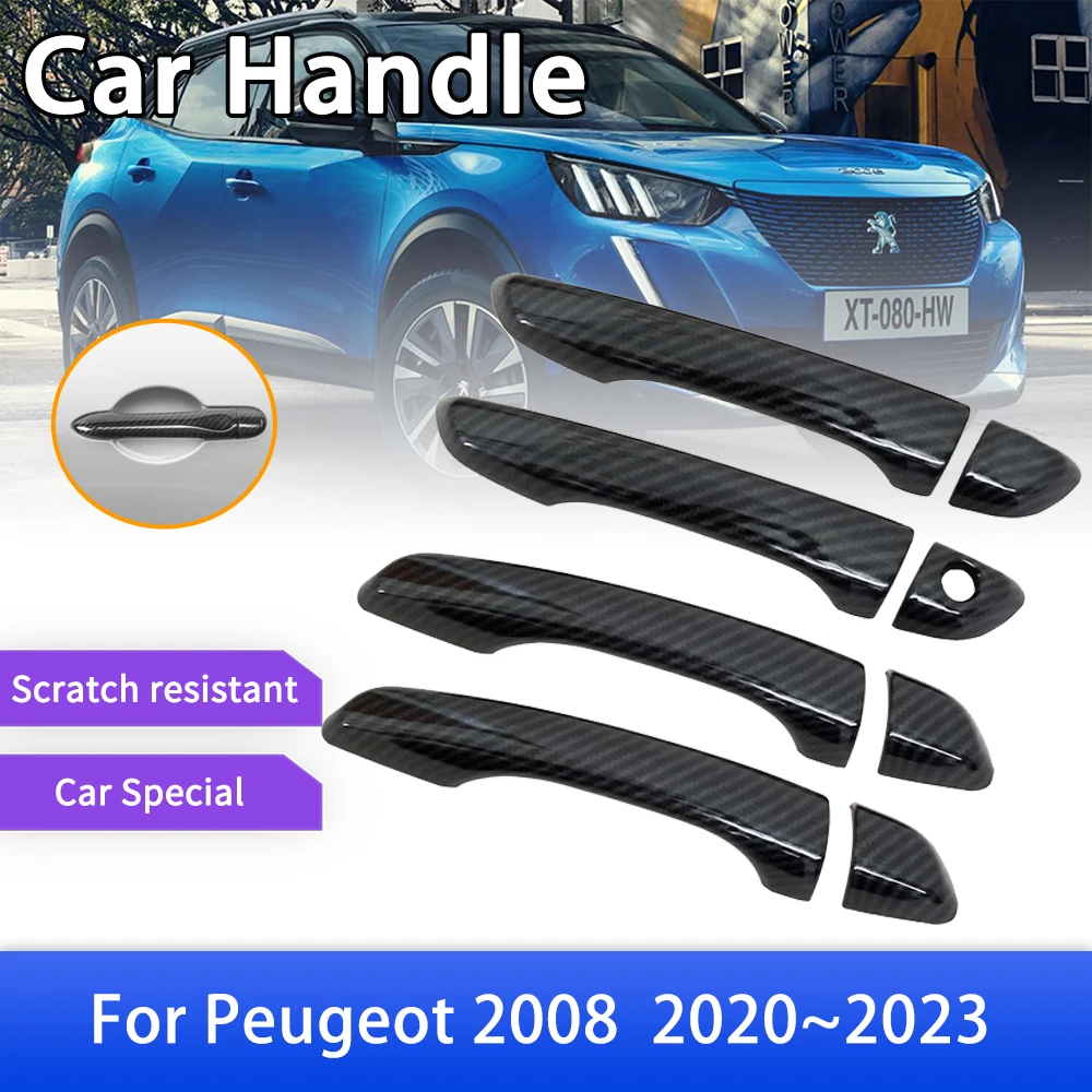 

Carbon Fiber Outer Door Handle Cover Trim for Peugeot 2008 MK2 P24 2020 2021 2022 2023 Car Protective Accessories Style Stickers